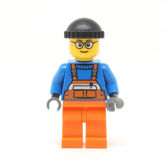 LEGO cty0428 - Overalls (Safety Stripe Orange, Orange Legs, Black Knit Cap, Glasses ) - (Crane Operator)