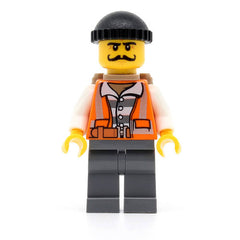 LEGO cty0754 -Police (City Bandit Male with Orange Vest, Black Knit Cap, Moustache Curly Long)
