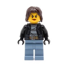 LEGO cty0645 -Police (City Bandit Crook Female, Sand Blue Legs, Dark Brown Mid-Length Tousled Hair)