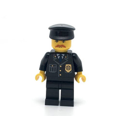 LEGO cty0153 - Police (City Suit with Blue Tie and Badge, Black Legs, Brown Moustache, Black Hat)