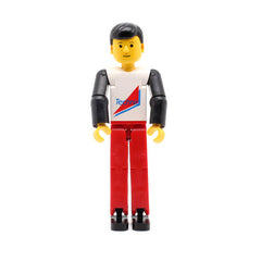 LEGO tech004 - Technic Figure (Red Legs, White Top with Red Triangle, Black Arms)