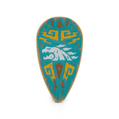 Farbenfrohe LEGO Schilder mit verschiedenen Symbolen und Designs, die kreativ und spielerisch gestaltet sind. Kaufe jetztLEGO 2586pb009 - Shield Ovoid (White Dragon Head on Dark Turquoise Background Pattern, Dark Tan)