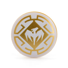 LEGO 75902pb12 - Shield Circular (with White Dragon and Decorative Lines Pattern) - Pearl Gold