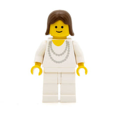 LEGO trn006 - Woman (Necklace Gold, White Legs, Brown Female Hair)