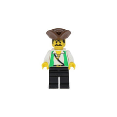 LEGO pi048 - Pirate (Green Vest, Black Legs, Brown Pirate Triangle Hat)