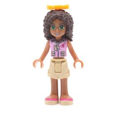 LEGO frnd075 - Friends Andrea (Tan Shorts, Bright Pink Top with Red Cross Logo and Scarf)