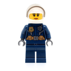LEGO cty0774 - Police (City Helicopter Pilot Female, Leather Jacket with Gold Badge and Utility Belt, Dark Blue Legs)
