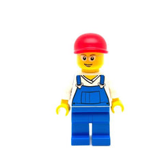 LEGO cty0178 - Overalls (Blue over V-Neck Shirt, Blue Legs, Red Short Bill Cap, Glasses)