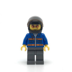 LEGO cty0151 - (Blue Jacket with Pockets and Orange Stripes, Dark Bluish Gray Legs, Black Helmet, Orange Sunglasses)