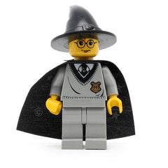 LEGO hp035 - Harry Potter (Hogwarts Torso Black Wizard / Witch Hat, Black Cape with Stars)