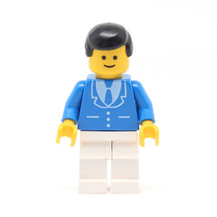 LEGO trn137 - (Suit with 3 Buttons Blue, White Legs, Black Male Hair)