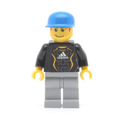 LEGO soc117s - Soccer Goalie Black (Adidas Logo, White and Yellow Torso Stickers #1)