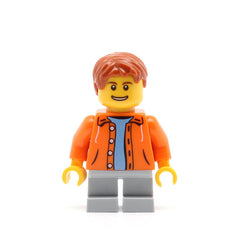 LEGO cty0440 - (Orange Jacket with Hood over Light Blue Sweater, Light Bluish Gray Short Legs, Reddish Brown Short Tousled Hair)