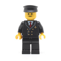 LEGO air024 - Airport (Pilot with Red Tie and 6 Buttons, Black Legs, Black Hat, Standard Grin)