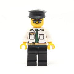 LEGO cty0403 - Airport (Pilot, White Shirt with Dark Green Tie and Belt, Black Legs, Black Hat)