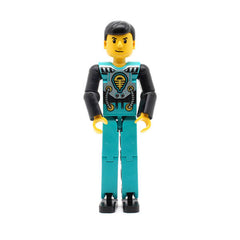 LEGO tech013 - Technic Figure (Dark Turquoise Legs, Dark Turquoise Torso with Yellow, Black, Silver Pattern)