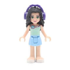 LEGO frnd082 - Friends Emma (Bright Light Blue Skirt, Light Aqua Top with Flower, Dark Purple Headphones)