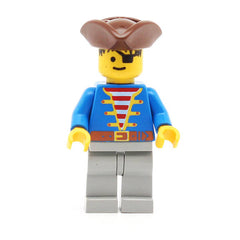 LEGO pi008 - Pirate (Blue Jacket, Light Gray Legs, Brown Pirate Triangle Hat)