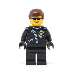 LEGO trn043 - Police (Zipper with Sheriff Star, Brown Male Hair)