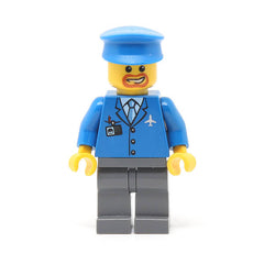 LEGO air038 - Airport (Blue 3 Button Jacket & Tie, Blue Hat, Dark Bluish Gray Legs)