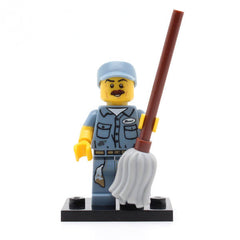 NEW - LEGO col15-09 - Janitor, Series 15 (Set mit Stand und Zubehör)