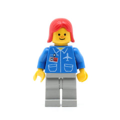LEGO air016 - Airport (Blue, Light Gray Legs, Red Female Hair)