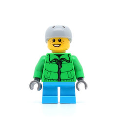 LEGO hol105 - Boy (Winter Jacket Zipper, Dark Azure Short Legs, Light Bluish Gray Sports Helmet)