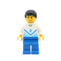 LEGO soc081 - Soccer Player (White & Blue Team with Shirt #2)