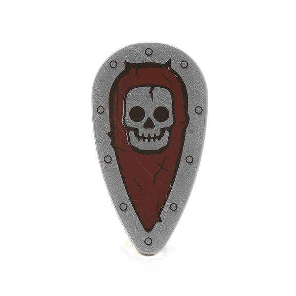 Farbenfrohe LEGO Schilder mit verschiedenen Symbolen und Designs, die kreativ und spielerisch gestaltet sind. Kaufe jetztLEGO 2586px17 - Shield Ovoid (Skull on Dark Red Background Pattern, Light Bluish Gray)
