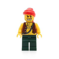 LEGO pi130 - Pirate (Vest and Anchor Tattoo, Dark Green Legs, Red Bandana)