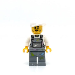 LEGO cty0897 -(Light Bluish Gray Overalls with Paint Splatters, Light Bluish Gray Legs, White Short Bill Cap, Stubble)