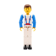 LEGO tech006 - Technic Figure (White Legs, White Top with Blue Suspenders Pattern, Blue Arms)