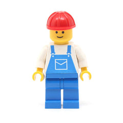 LEGO ovr001 - Overalls Blue with Pocket, Blue Legs, Red Construction Helmet