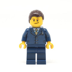 LEGO cty0460 - Businessman (Pinstripe Jacket and Gold Tie, Dark Blue Legs, Dark Brown Hair, Crooked Smile)