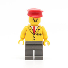 LEGO trn061 - Railway Employee 5 (Dark Gray Legs, Red Hat)