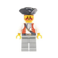 LEGO pi053 - Pirate (Brown Vest Ascot, Light Gray Legs, Black Pirate Triangle Hat)