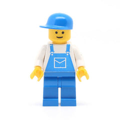 LEGO trn026 - Worker (Overalls Blue with Pocket, Blue Legs, Blue Cap)