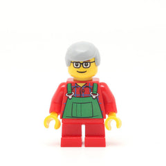 LEGO hol033 - Farmer Boy (Green Overall, Short Red Legs, Glasses)