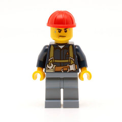 LEGO cty0530 -Construction Worker (Shirt with Harness and Wrench, Sand Blue Legs, Red Construction Helmet, Sweat Drops)