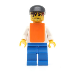 LEGO rac028 - F1 Cameraman (Red Hair, Orange Vest without Stickers)