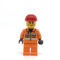 LEGO cty0052 - Construction Worker (Orange Zipper, Safety Stripes, Orange Arms, Orange Legs, Red Construction Helmet)