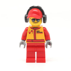 LEGO cty0386 - Monster Truck Mechanic (Race Suit with Airborne Spoilers Logo, Red Cap with Hole, Headphones, Black and Silver Sunglasses)