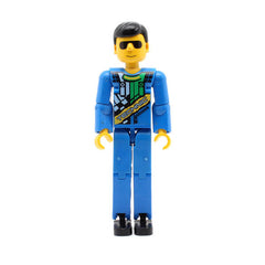 LEGO tech033 - Technic Figure (Blue Legs, Blue Top with Technic Logo, Black Hair and Sunglasses, without Stickers)