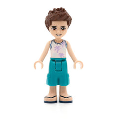 LEGO frnd385 - Friends Ethan (Dark Turquoise Shorts, White Top with Palm Trees)