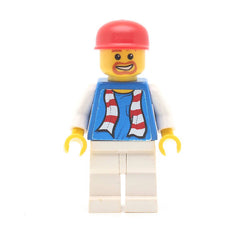 LEGO soc114s - Soccer Fan Blue (White Legs, Striped Scarf Torso Sticker)