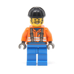 LEGO con006 - Construction Worker - Orange Shirt, Black Construction Helmet