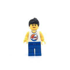 LEGO par063 - Surfboard on Ocean (Blue Legs, Black Ponytail Hair)