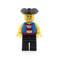 LEGO pi127 - Pirate (Blue Vest, Black Legs, Tricorne Hat)