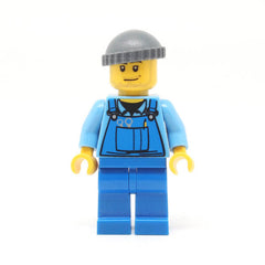 LEGO cty0247 - Overalls (Tools in Pocket Blue, Dark Bluish Gray Knit Cap)