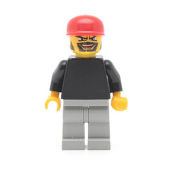 LEGO soc116 - Plain Black Torso (Black Arms, Light Bluish Gray Legs, Red Cap) - (Soccer Goalie)